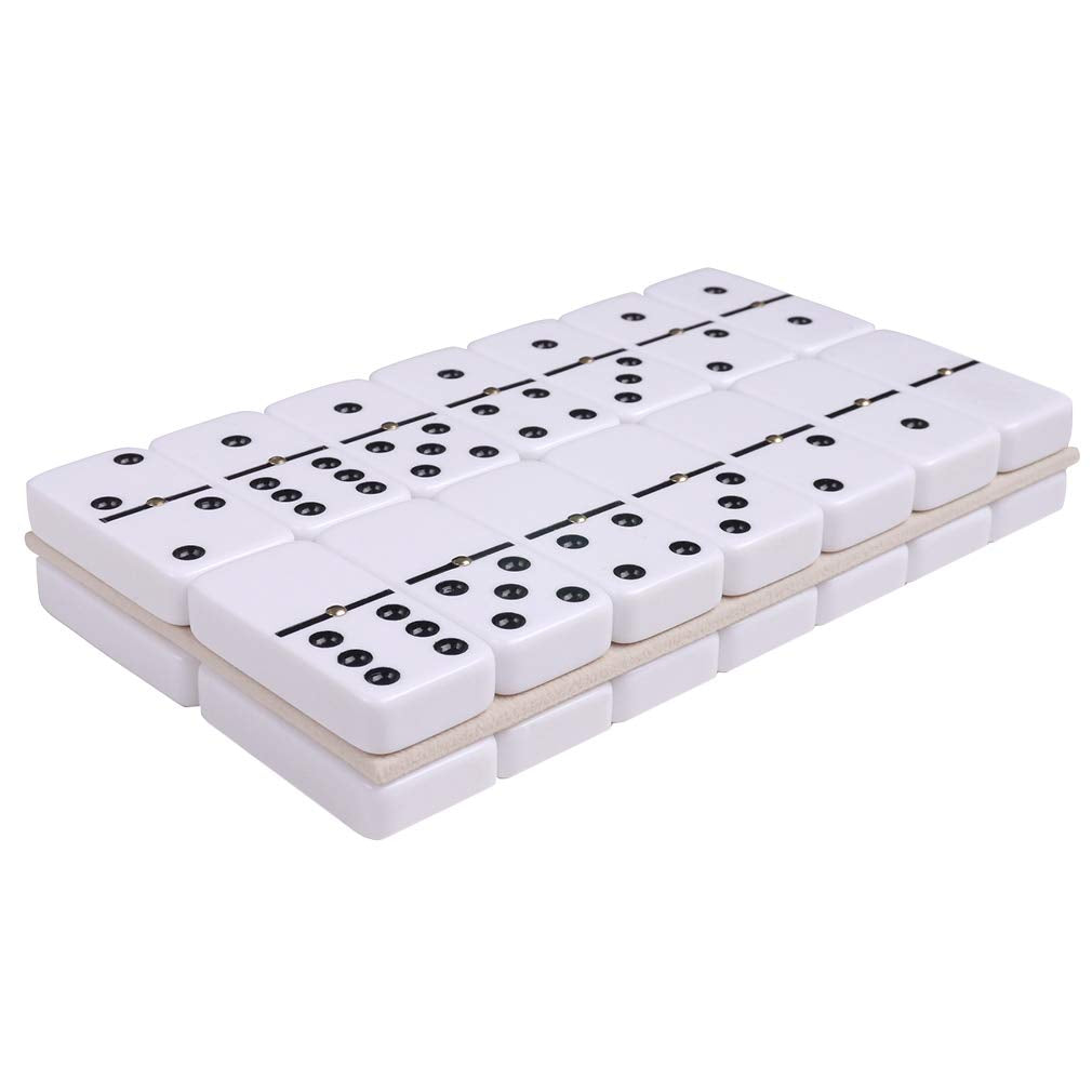 Silverman & Co. Double 6 Large White Domino Set - Green Case
