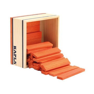 KAPLA 40 Squares Orange - Wooden Construction Set - 40 Orange Colored Building Planks - for Ages 3+