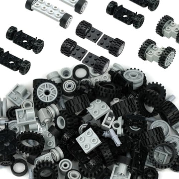 Pasacho Wheels and Axles Set, Car Parts Chassis Pieces Tires Building Blocks, Compatible with Classic Bricks Toys