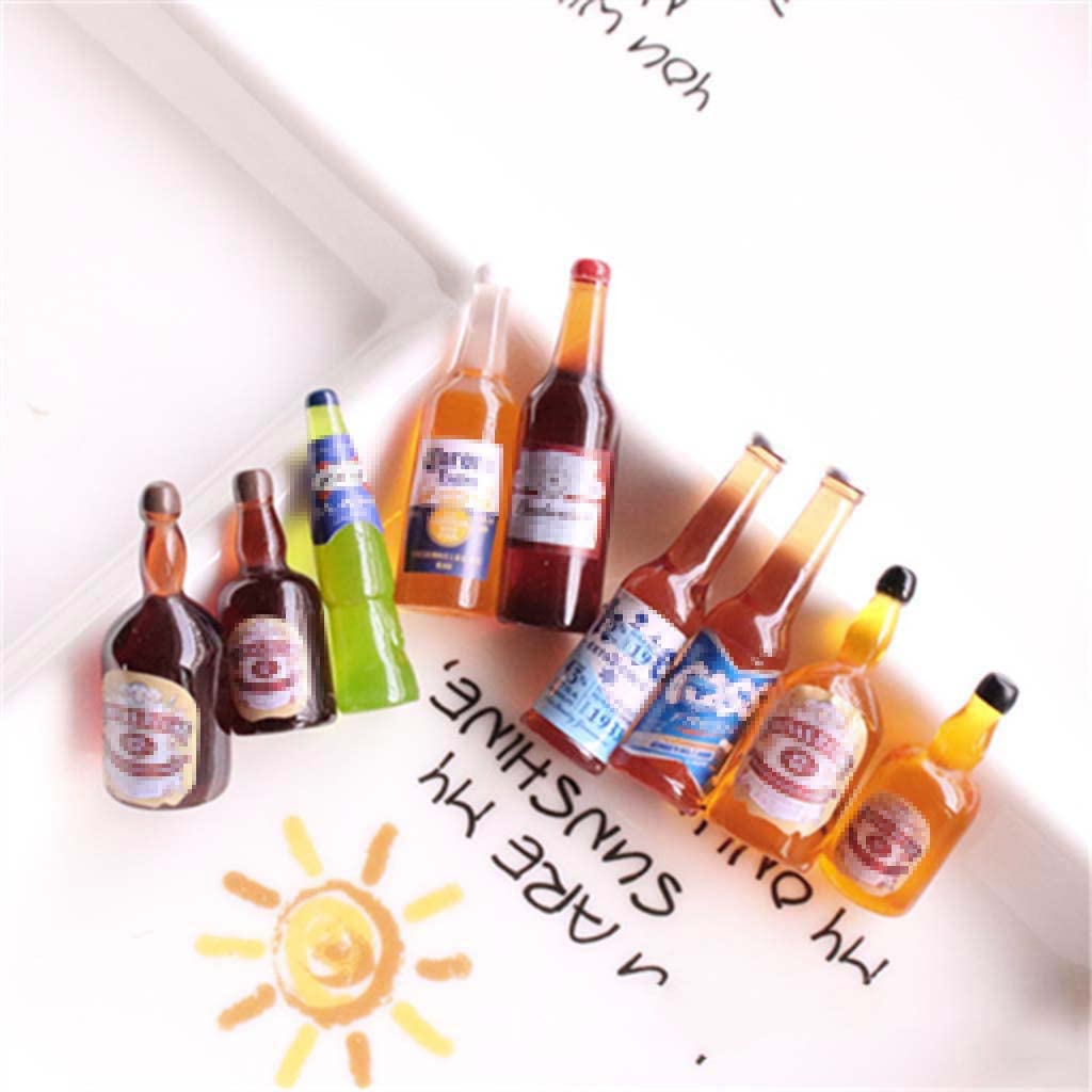 Juland 40PCS Miniature Mini Beer Drinks Decoration Beer Glass Model Mixed Wine Coffee Resin Sets Simulation Instant Model Scene Mini Tableware Dolls