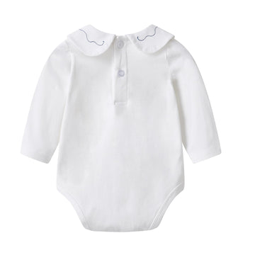 Auro Mesa Baby Girls Bodysuit Peter Pan Doll Collar Super Soft Cotton Romper One-Piece Outfit 0-24 Months