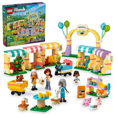 LEGO Friends Pet Adoption Day Toy, Animal Set, Pretend Play, Gift Idea for Kids, Girls and Boys Aged 6 Years and Up, with 7 Characters and 5 Animal
