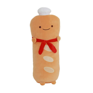 JOSON Toast Bread Plush Pillow, Soft and Interesting Food Plush Sofa Cushion with red Scarf, Suitable for Birthday, Valentine's Day (Long Toast)