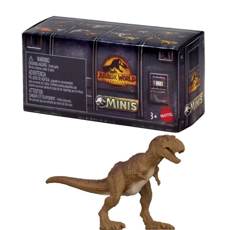 Jurassic World Dominion Minis Surprise Pack Box - Bundle of 3 Mini Dinosaur Figures | 1.125" Scale Companion Figures - Mattel Ages 3+