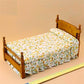 EatingBiting 1:12 Vintage Flower Print Bed, mini House Miniature Furniture Wooden Single Bed Traditional Flower, DIY Scene House Home Furniture Craft