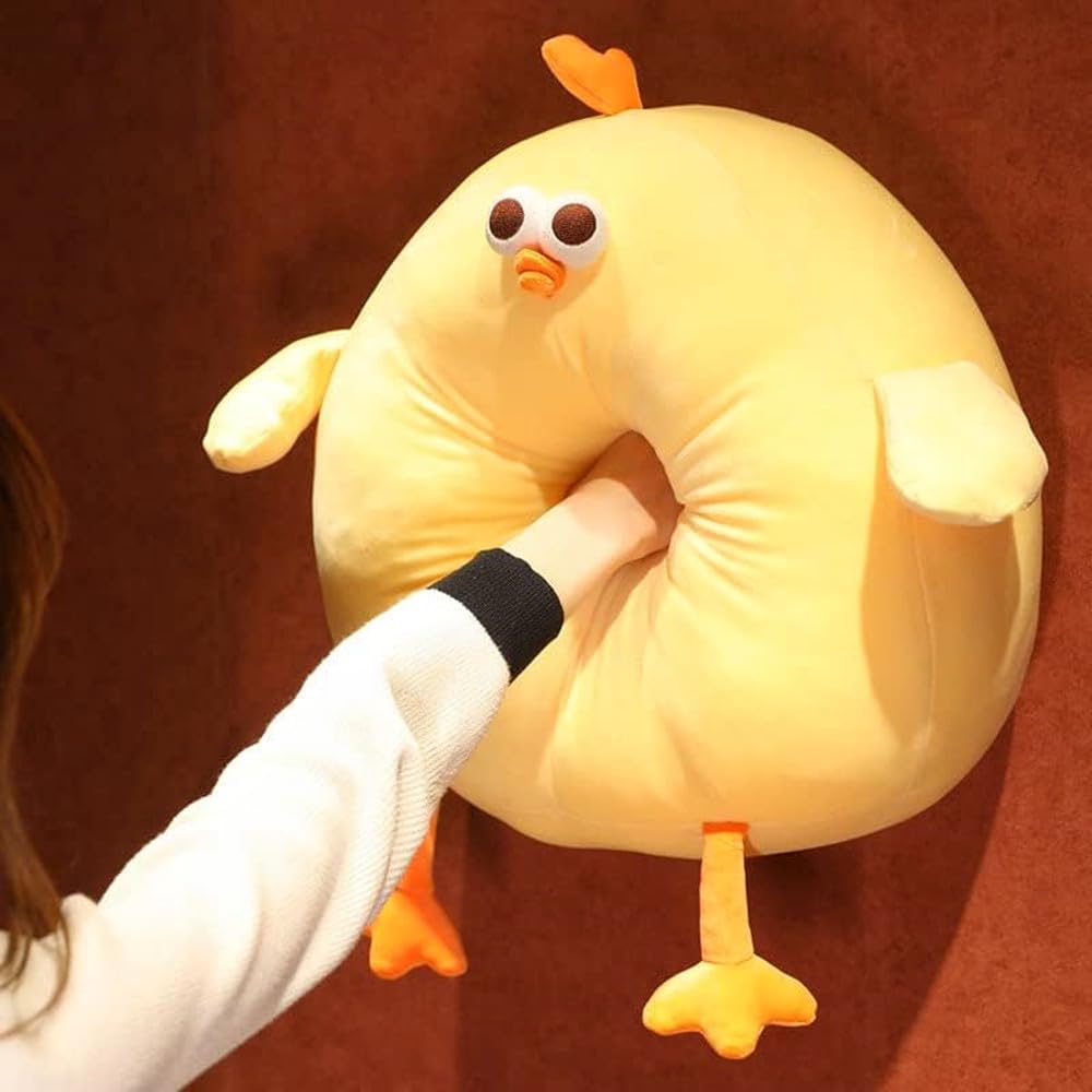 XIYUAN Fat Chicken Plush Pillow Super Soft Mother Hen Doll Plush Toy 17.7inch Funny CuteChicken Neck Pillow Yellow Chicken Stuffed Animal for Boys