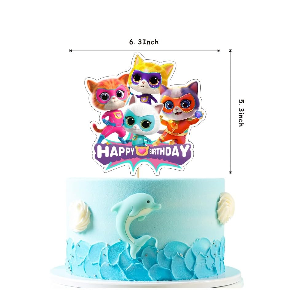 Super Cats Birthday Decorations, Super Cats Party Supplies Include Happy Birthday Banner, Cake Topper and Cupcake Toppers, Balloons for Kids Party