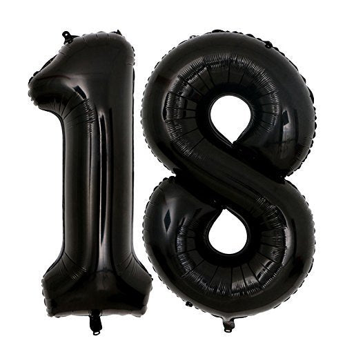 40inch Jumbo Black 18 Number Balloons for 18th Birthday Party Decoration