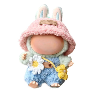 Clothes for Labubu,3 Piece Set Hat Clothes Backpack for LABUBU Doll,Adorable Seated Dolls Clothes Accessories (No Doll) (Peach Clothes Set)