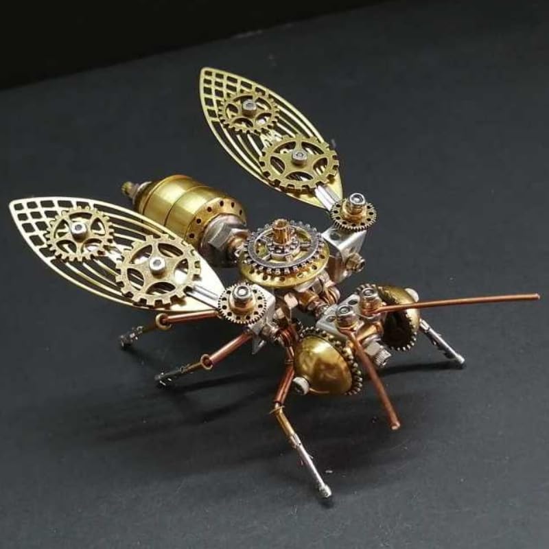ModelForgeX 179pcs+ DIY Little Bee Steampunk Mechanical Insects Metal Assembly Model Kits Ornaments Assemble Models Toys Gifts (179pcs Bee)