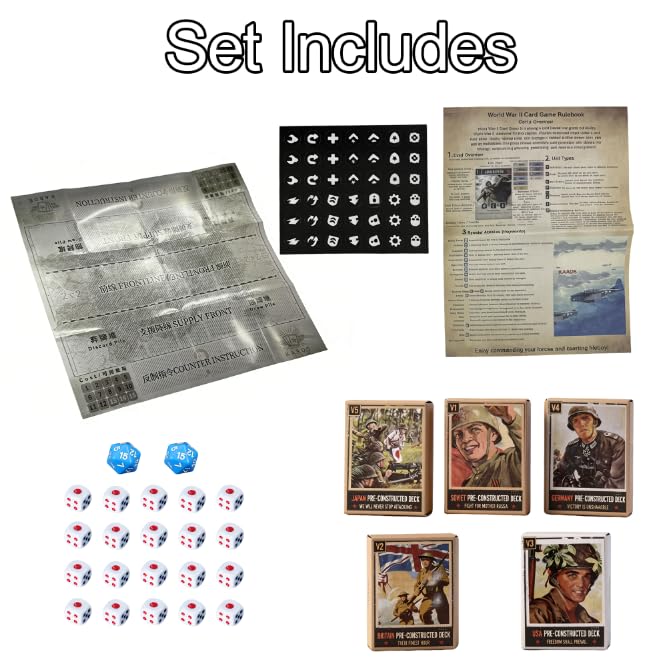 Playing Card Game-The World War II Card Game, Historical Theme,Strategy Games for 2-5 Players, Strategy Board Games for Teens, Adults, and Family