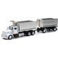 Kenworth W900 Double Dump Truck with Trailer in Red and Chrome, cab is die-cast Metal, Balance is high Impact Plastic,unisex-children
