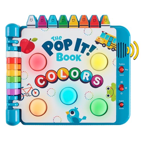 Chuckle & Roar Pop It Book, Colors, English & Spanish, Quiet Mode, 1-4+
