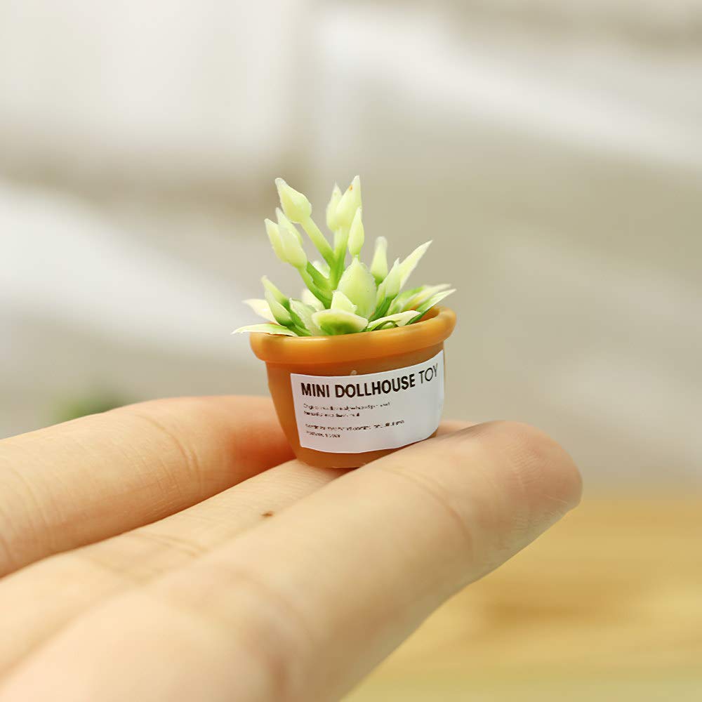 Mini House Decoration Plant Pots Miniature Green Potted Bonsai Models Decor,1:12 Miniature Plant