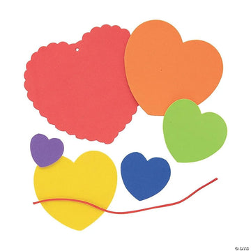 Fun Express Layered Rainbow Heart Ornament CK-12 - Craft Kits - 12 Pieces