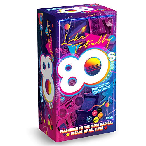 Buffalo Games 80s Pop Culture Trivia Card Game - 200 Trivia Cards, 30 Sec Timer & Guide - Adult Game Night - Portable Travel Quiz - Gen X Pop Culture
