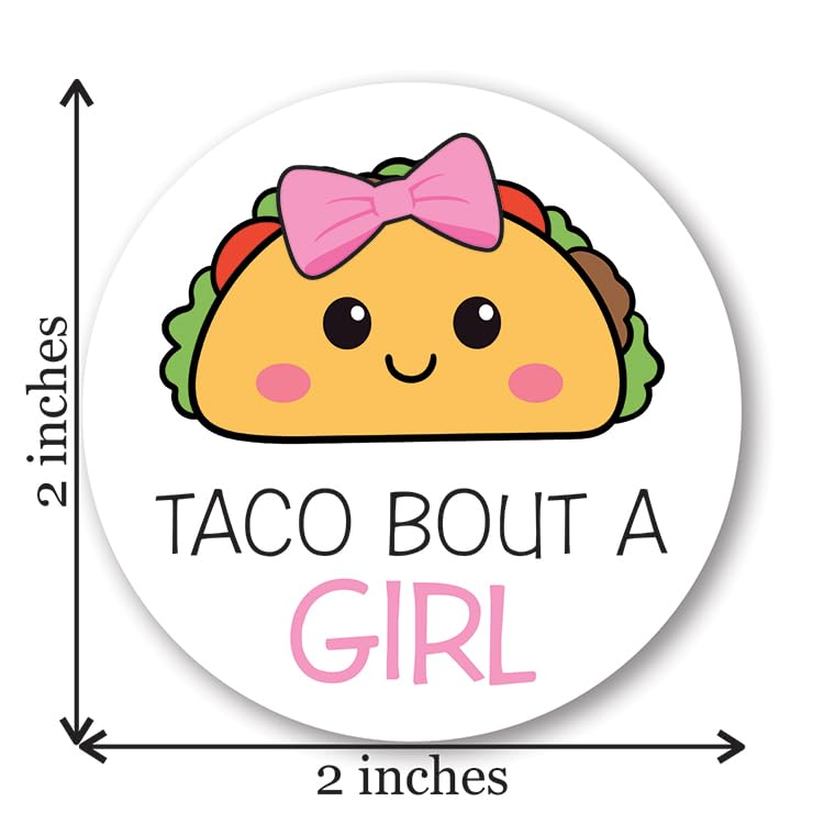 Taco Bout A Baby Gender Reveal Stickers - 40 Labels (20 of Each Design)