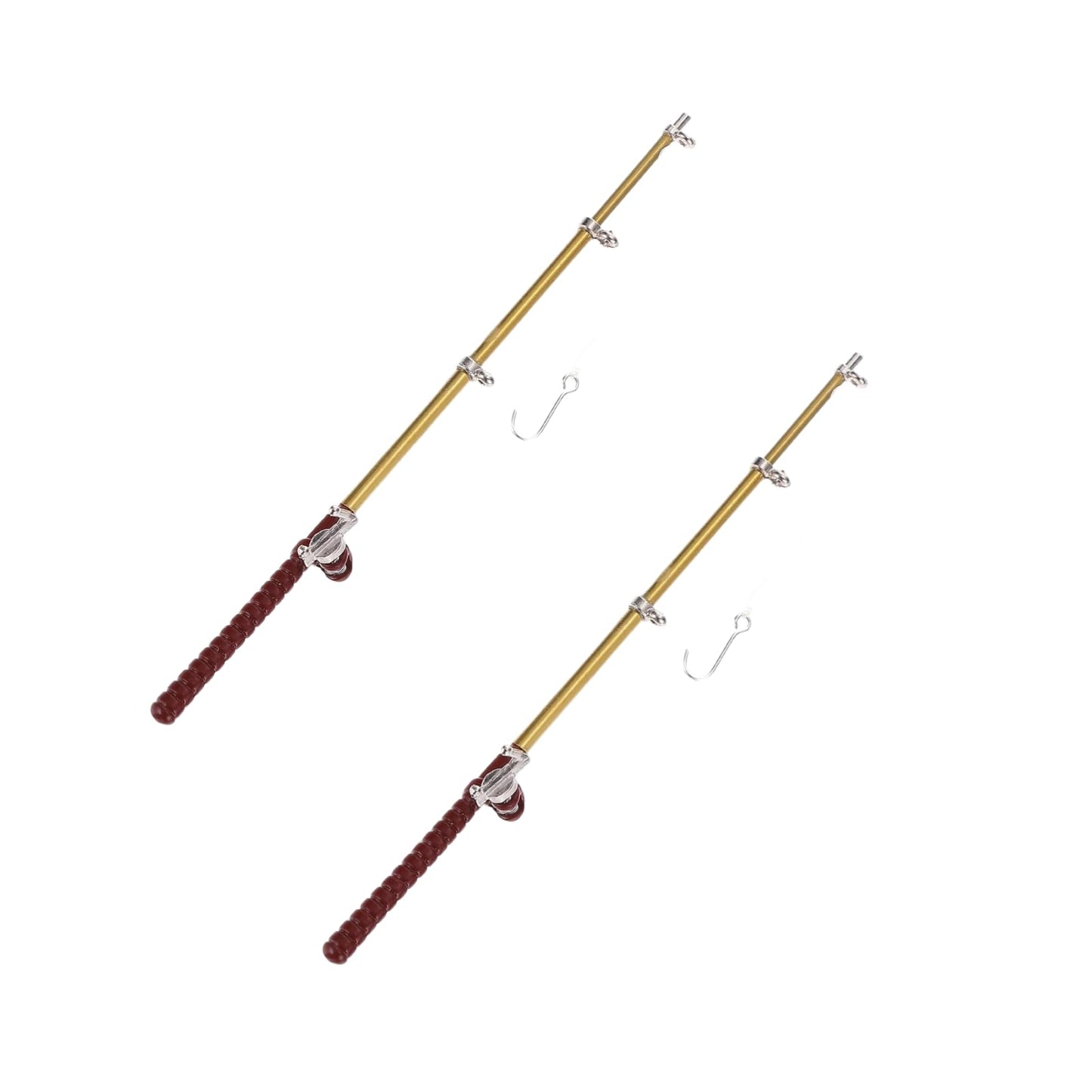 2Pcs Gold 1/12 Miniature Fishing Pole Dollhouse Decoration Accessories?Fishing Pole, Dollhouse Accessories,Dollhouse Decor, Fishing Miniature Fishing