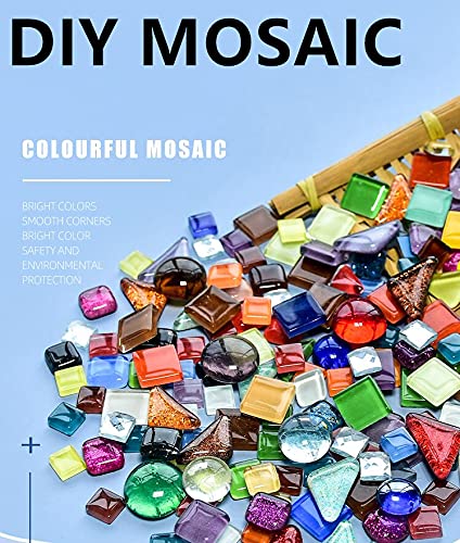 500g Mixed Color Irregular Crystal Mosaic Tiles,Tiny Mosaic Tile DIY Hobbies Children Handmade Crystal Craft for Craft Bathroom Kitchen Home