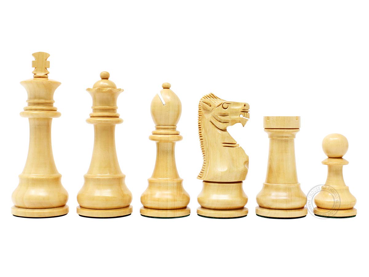 House of Chess - Tournament Chess Set Pieces - Unique Staunton Ringy Rosewood/Boxwood Chess Pieces - King Height: 3.75" (95 mm) - 2 Extra Queens
