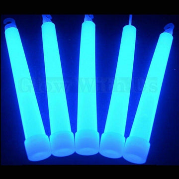 Glow With Us Glow Sticks Bulk Wholesale, 200 6” Industrial Grade Blue Light Sticks+200 Free Glow Bracelets! Bright Color, Glow 12-14 Hrs, Safety Glow