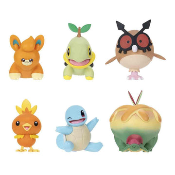 Pokémon Battle Figure Multipack (6PK: 2" Pawmi, Squirtle #2, Torchic, Turtwig, Hoothoot, Appltun) W9
