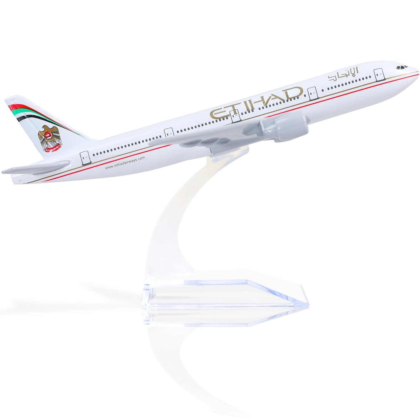 QIYUMOKE 1/400 Compatible for UAE Boeing 777 Diecast Model Airplane with Display Stand, 6-Inch Metal Airliner Model for Aviation Collectors, Desktop