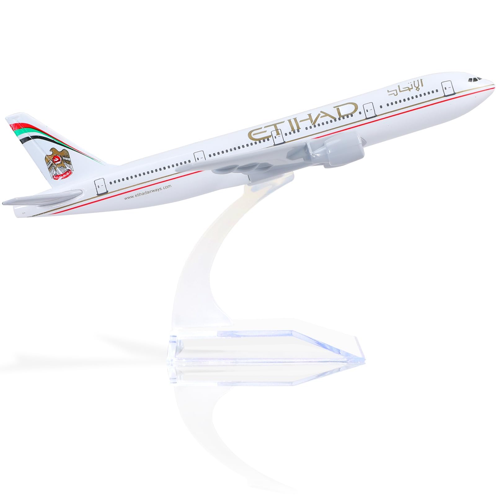 QIYUMOKE 1/400 Compatible for UAE Boeing 777 Diecast Model Airplane with Display Stand, 6-Inch Metal Airliner Model for Aviation Collectors, Desktop