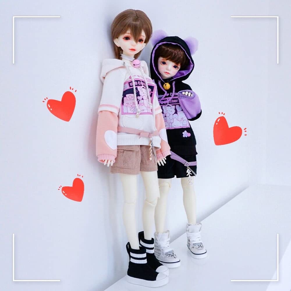 New 1/3, 1/4, 1/6BJD Doll Clothes Cute Cat Sweater for Large 1/6, Yosd, 30cm 45cm 60cm Bjd SD DD Doll Accessories (Black-Purple,1/4)
