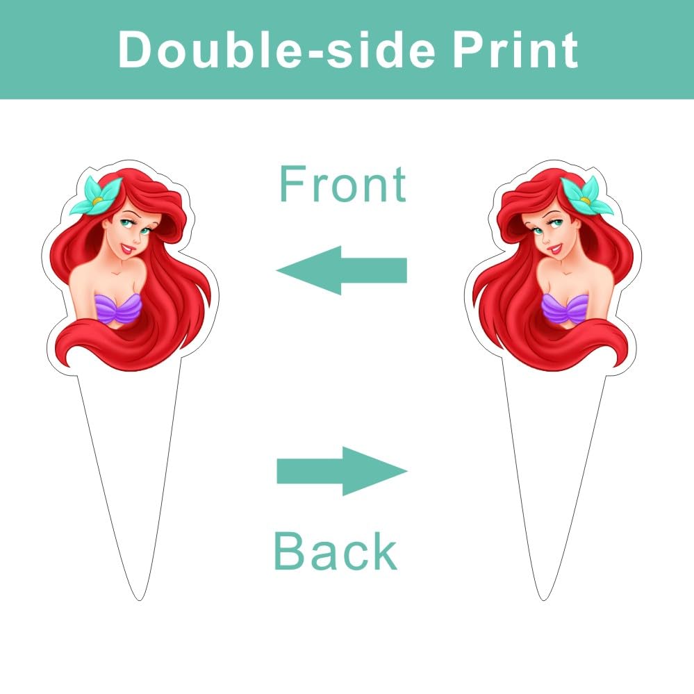 25Pcs Mermaid Cake Decorations with 24pcs Cupcake Toppers 1pcs Cake Topper for Girls Birthday Party Supplies