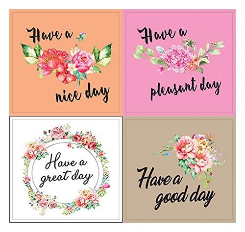 Creanoso Flower Theme Greetings Stickers (10-Sheet) - Total 120 pcs (10 X 12pcs) Individual Small Size 2.1 x 2. Inches, DIY Decoration Art Decal