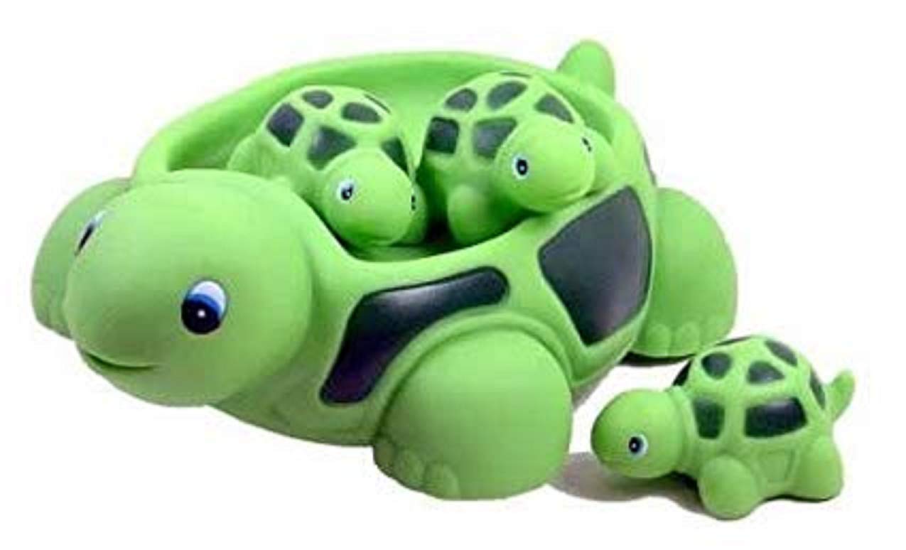 Playmaker Toys Rubber Turtle Family Set of 4 Baby Bath Toys