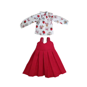 XiDonDon BJD Doll Clothes Cute Sundress Shirt for Blyth,Ob24,Licca,Azone BJD Doll Accessories Clothing (Red Set)