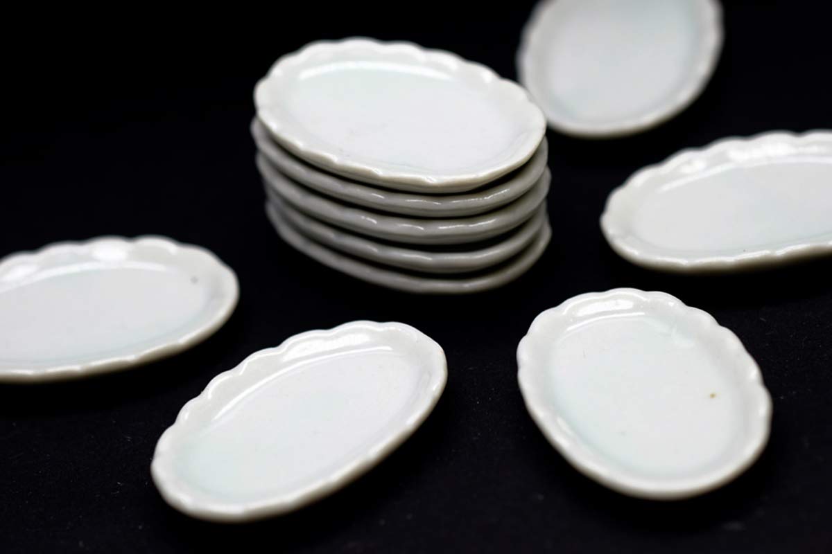 10 White Cearmic Plate Dish Bowl Dollhouse Miniatures Food Kitchen No 1 by Cool Price
