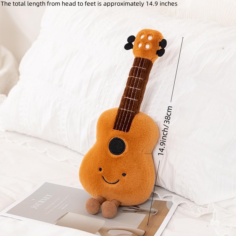 14.9" Guitar Plush Toy Soft Stuffed Rock Star Plushes Musical Instrument Throw Pillow Gift for Kids Party Birthday Decoration