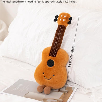 14.9" Guitar Plush Toy Soft Stuffed Rock Star Plushes Musical Instrument Throw Pillow Gift for Kids Party Birthday Decoration