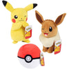 Pokemon 5" Poke Ball & 8" Eevee & Pikachu Plush 3-Pack - Officially Licensed - Let's Go Starters - Authentic Soft Stuffed Toy Figures & Pokeball
