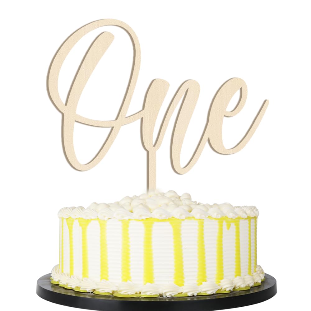 PALASASA First Birthday Wood One Cake Topper,1st Birthday Cake Decor