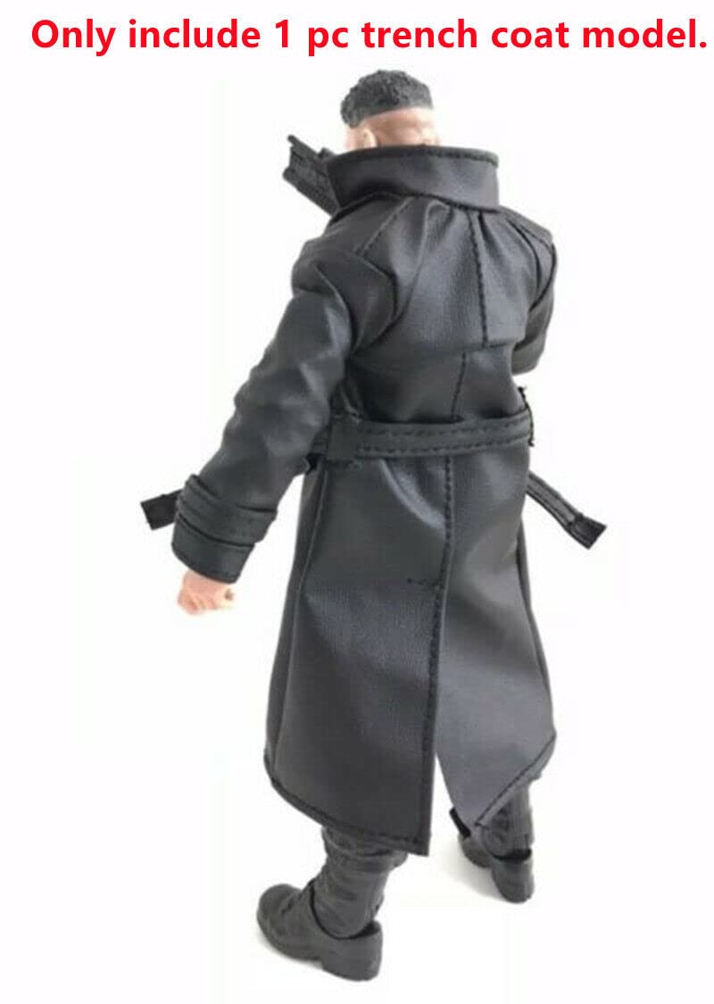 HAZYJT 1/12 Scale Coat Black Wired Trench Coat Model for 6" Mezco ML Punisher Doll