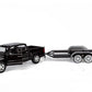 Motormax 2018 Chevy Silverado 1500 LTZ Crew Cab Pickup Truck with a Car Hauler, Truck & Tow Trailer Combo, 1/27 Scale Diecast Model, Black, All Star