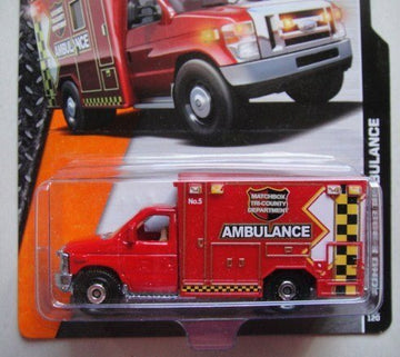 Matchbox Heroic Rescue Red Ford E-350 Ambulance 75/120