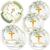 Frypeas 40Pcs God Bless Party Decorations Tableware Supplies 20 Plates and 20 Napkins for God Bless Baptism Party Decoration Serve 20 Guests