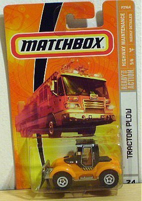 Matchbox Tractor Plow Orange Highway Maintenance #74