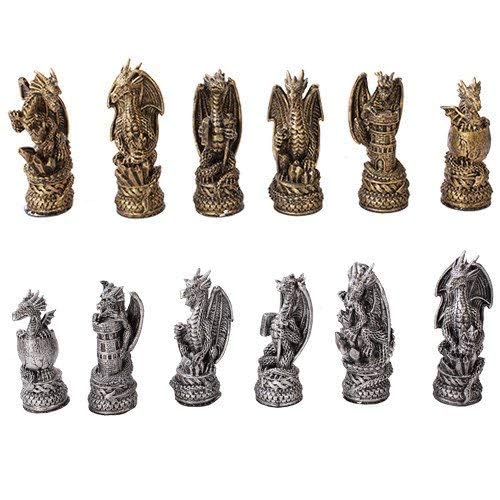 Pacific Giftware Dragon Kingdom Chess Set with Glass Board Set