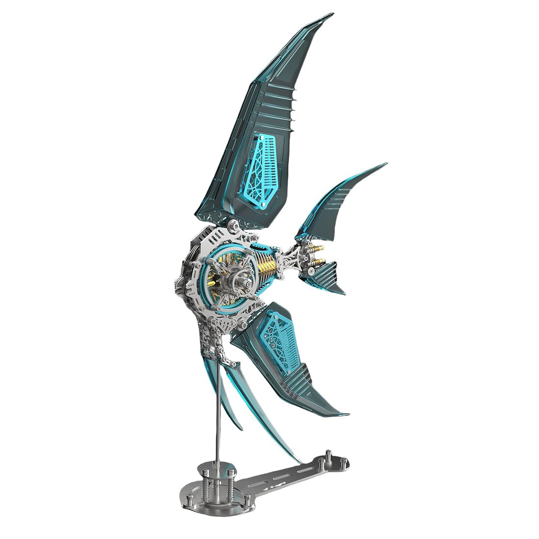 3D Metal Puzzle for Adults, 3D Metal Angelfish Model Kit with Fins, 529PCS 3D Steampunk Puzzle DIY Assembly Mechanical Angelfish Jigsaw Puzzle Animal