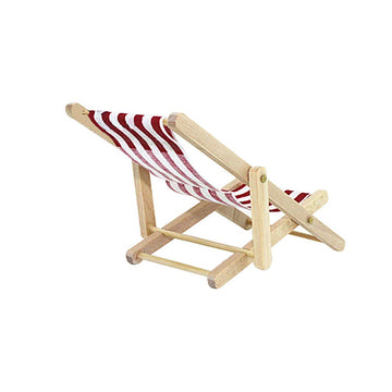 SXFSE Dollhouse Decoration, Mini Wooden Folding Beach Sunbath Chair Longue Deck Chair Craft Dollhouse Accessories