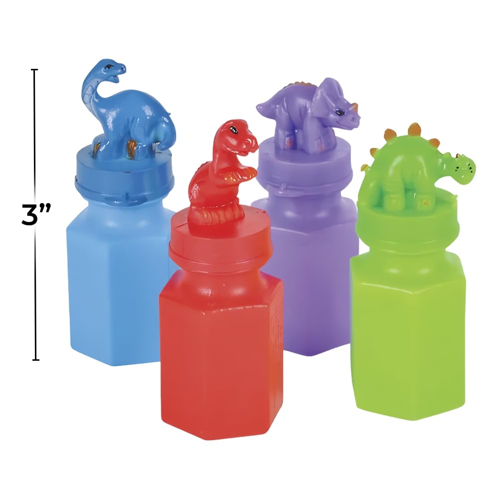 Rhode Island Novelty 3 Inch Dinosaur Bubble Bottles, Two Dozen per Order