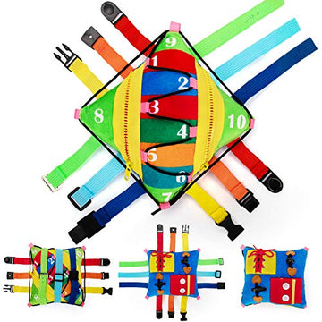 teytoy Sensory Buckle Pillow Toys for Toddlers,Travel Toys for Toddlers 1-3 Learning Fine Motor Skill & Problem Solving,Montessori Sensory Fidgets