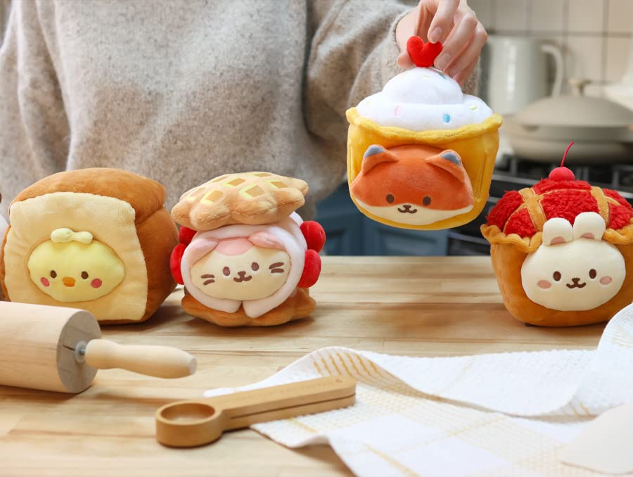 Anirollz Waffle Kittiroll Plush Pillow, Kawaii Kitty Cat in Waffle, 6"