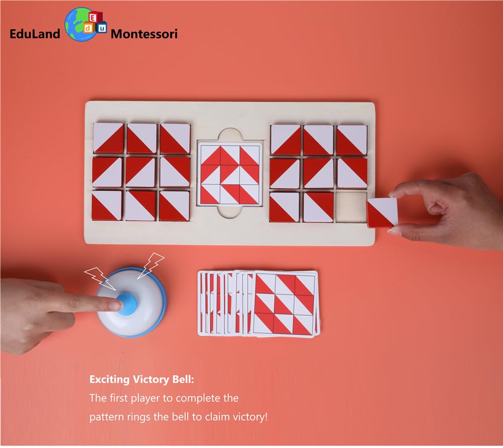 EduLand Montessori Tile Pattern Battle Game - Educational Puzzles Matching Pattern Road Trip Game - IQ Teasers Toys for Children - Ages 3+